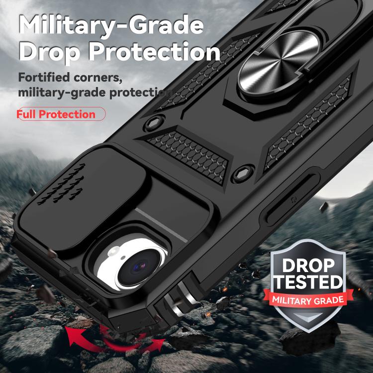 For iPhone 16e Sliding Camshield Holder Phone Case(Black) by bashfashion