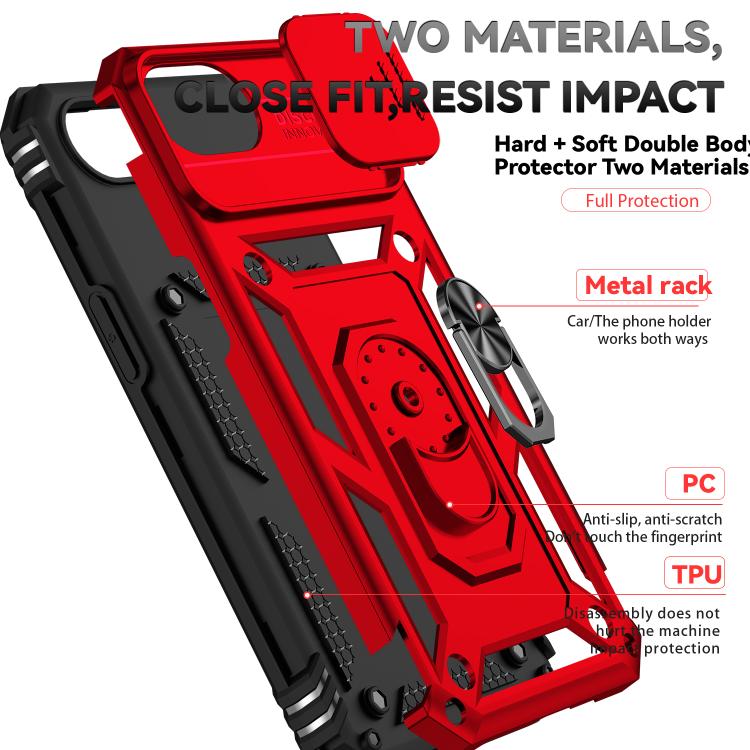 For iPhone 16e Sliding Camshield Holder Phone Case(Red) by bashfashion