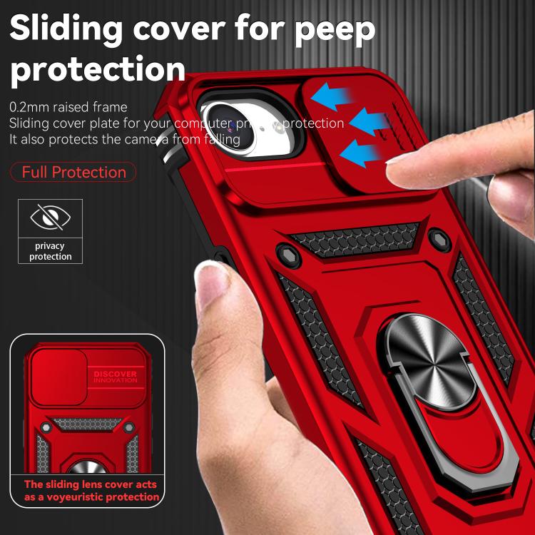 For iPhone 16e Sliding Camshield Holder Phone Case(Red) by bashfashion