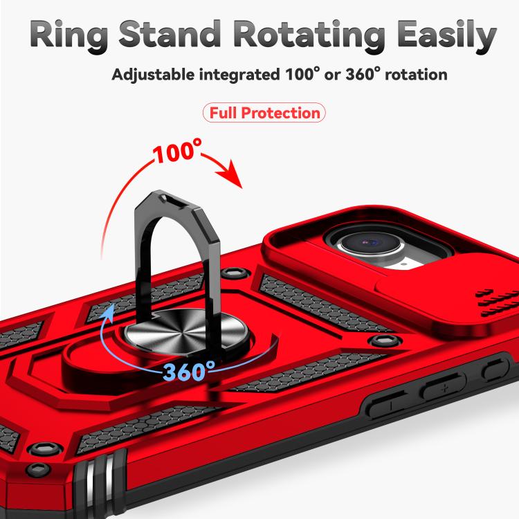 For iPhone 16e Sliding Camshield Holder Phone Case(Red) by bashfashion