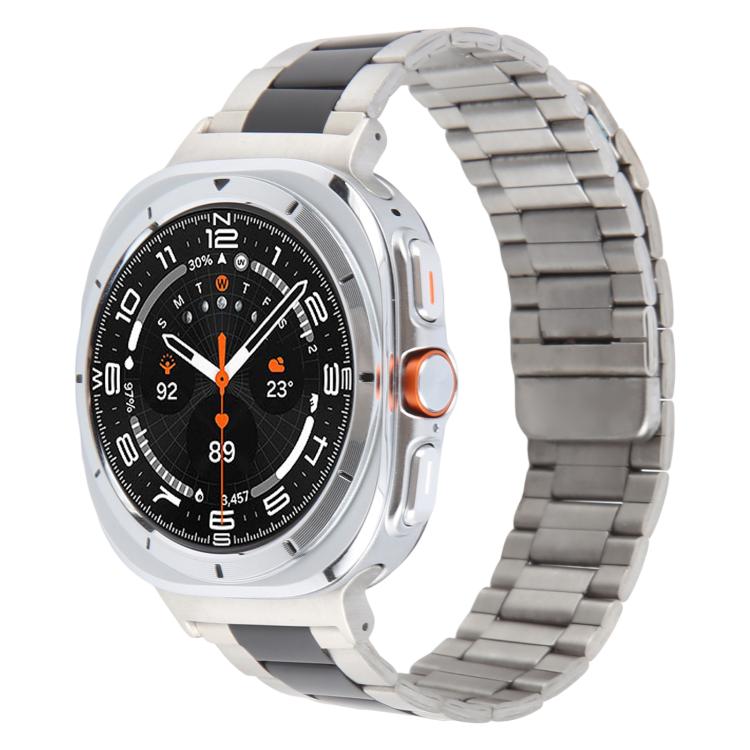 For Samsung Galaxy Watch Ultra 47mm / Ultra 2025 Three-beads Magnetic Steel Watch Band(Silver Black) by bashfashion