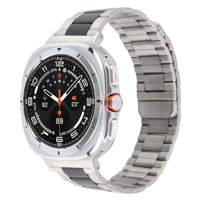 For Samsung Galaxy Watch Ultra 47mm / Ultra 2025 Three-beads Magnetic Steel Watch Band(Silver Black) by bashfashion