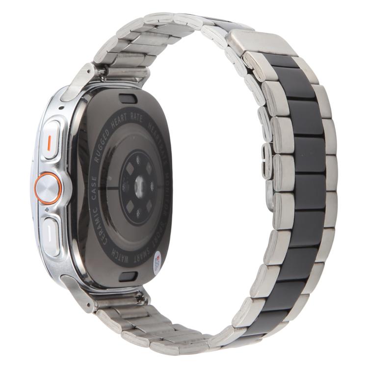 For Samsung Galaxy Watch Ultra 47mm / Ultra 2025 Three-beads Magnetic Steel Watch Band(Silver Black) by bashfashion