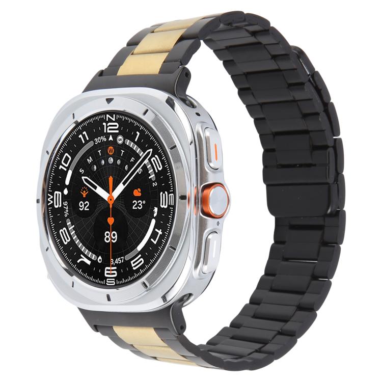 For Samsung Galaxy Watch Ultra 47mm / Ultra 2025 Three-beads Magnetic Steel Watch Band(Black Gold) by bashfashion