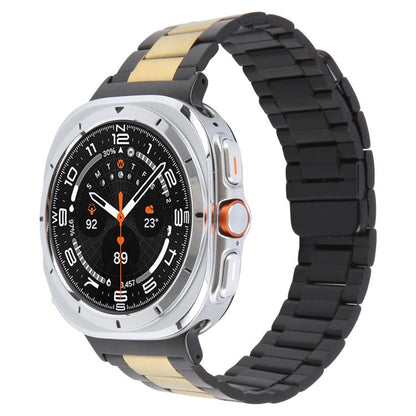 For Samsung Galaxy Watch Ultra 47mm / Ultra 2025 Three-beads Magnetic Steel Watch Band(Black Gold) by bashfashion