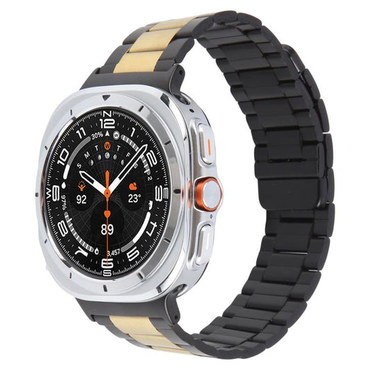 For Samsung Galaxy Watch Ultra 47mm / Ultra 2025 Three-beads Magnetic Steel Watch Band(Black Gold) by bashfashion