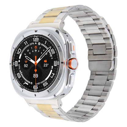 For Samsung Galaxy Watch Ultra 47mm / Ultra 2025 Three-beads Magnetic Steel Watch Band(Silver Gold) by bashfashion