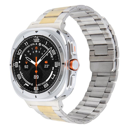 For Samsung Galaxy Watch Ultra 47mm / Ultra 2025 Three-beads Magnetic Steel Watch Band(Silver Gold) by bashfashion