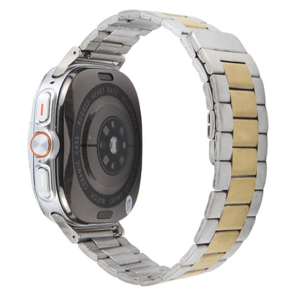 For Samsung Galaxy Watch Ultra 47mm / Ultra 2025 Three-beads Magnetic Steel Watch Band(Silver Gold) by bashfashion