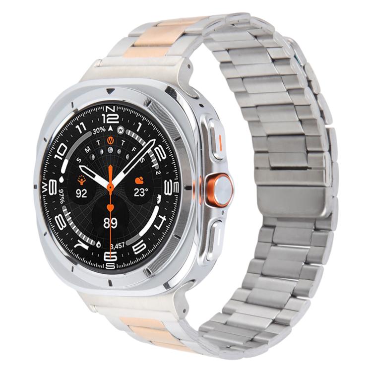 For Samsung Galaxy Watch Ultra 47mm / Ultra 2025 Three-beads Magnetic Steel Watch Band(Silver Rose Gold) by bashfashion