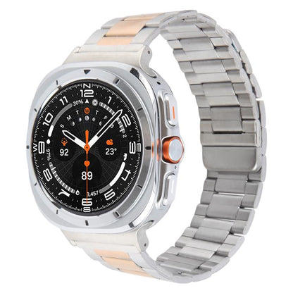 For Samsung Galaxy Watch Ultra 47mm / Ultra 2025 Three-beads Magnetic Steel Watch Band(Silver Rose Gold) by bashfashion