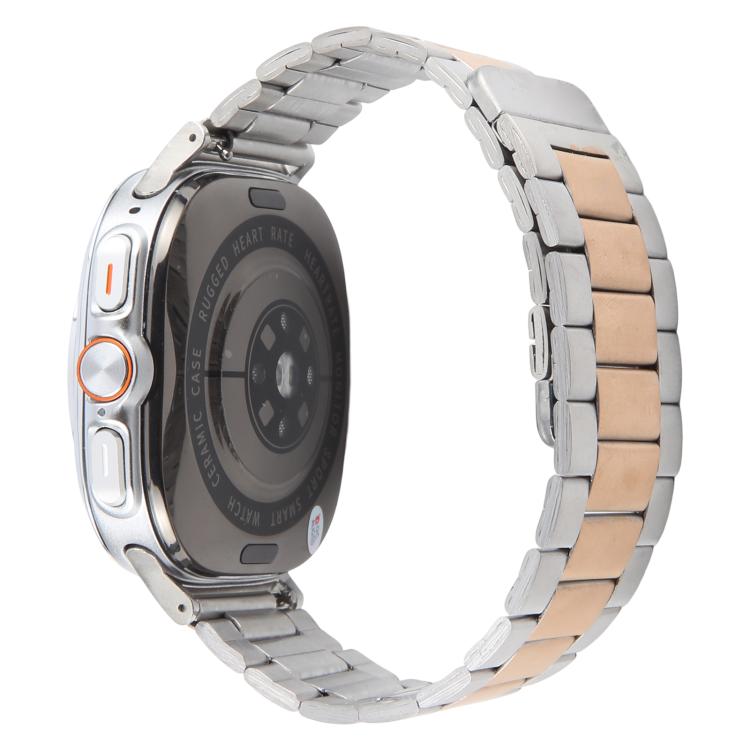 For Samsung Galaxy Watch Ultra 47mm / Ultra 2025 Three-beads Magnetic Steel Watch Band(Silver Rose Gold) by bashfashion