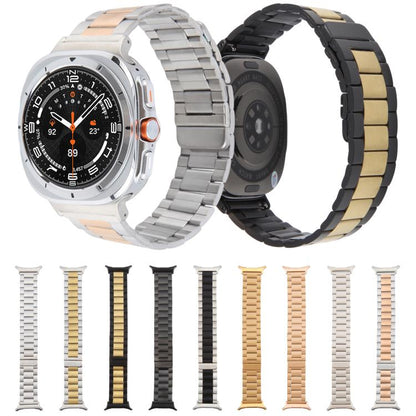 For Samsung Galaxy Watch Ultra 47mm / Ultra 2025 Three-beads Magnetic Steel Watch Band(Black Gold) by bashfashion