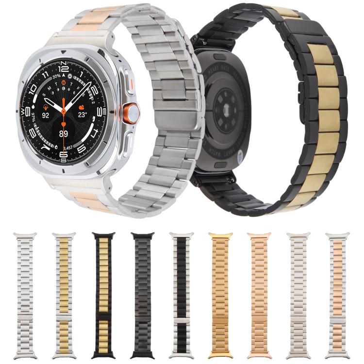 For Samsung Galaxy Watch Ultra 47mm / Ultra 2025 Three-beads Magnetic Steel Watch Band(Rose Gold) by bashfashion