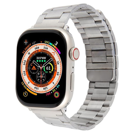 For Apple Watch 46mm / 49mm / 45mm / 44mm Three-beads Magnetic Steel Watch Band(Silver) by bashfashion