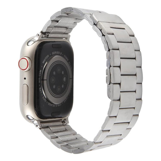 For Apple Watch 46mm / 49mm / 45mm / 44mm Three-beads Magnetic Steel Watch Band(Silver) by bashfashion