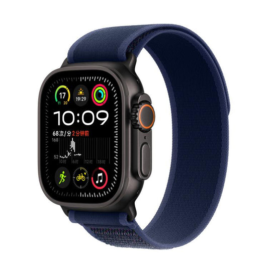 For Apple Watch 46mm / 49mm / 45mm / 44mm Trail Loop Nylon Watch Band(Blue + Black Titanium Finish) by bashfashion