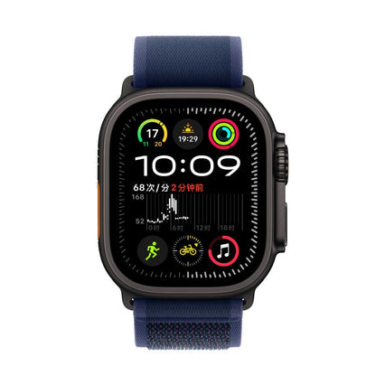 For Apple Watch 46mm / 49mm / 45mm / 44mm Trail Loop Nylon Watch Band(Blue + Black Titanium Finish) by bashfashion