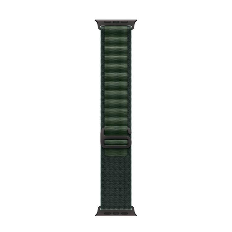 For Apple Watch 46mm / 49mm / 45mm / 44mm Alpine Loop Nylon Watch Band(Dark Green Black Buckle) by bashfashion