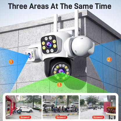 2MP HD 360 Degree Panorama 3 Lens IP66 Waterproof Wireless WiFi Camera, Memory:30 Days Memory Card(EU Plug) by bashfashion