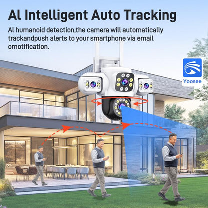 2MP HD 360 Degree Panorama 3 Lens IP66 Waterproof Wireless WiFi Camera, Memory:30 Days Memory Card(EU Plug) by bashfashion