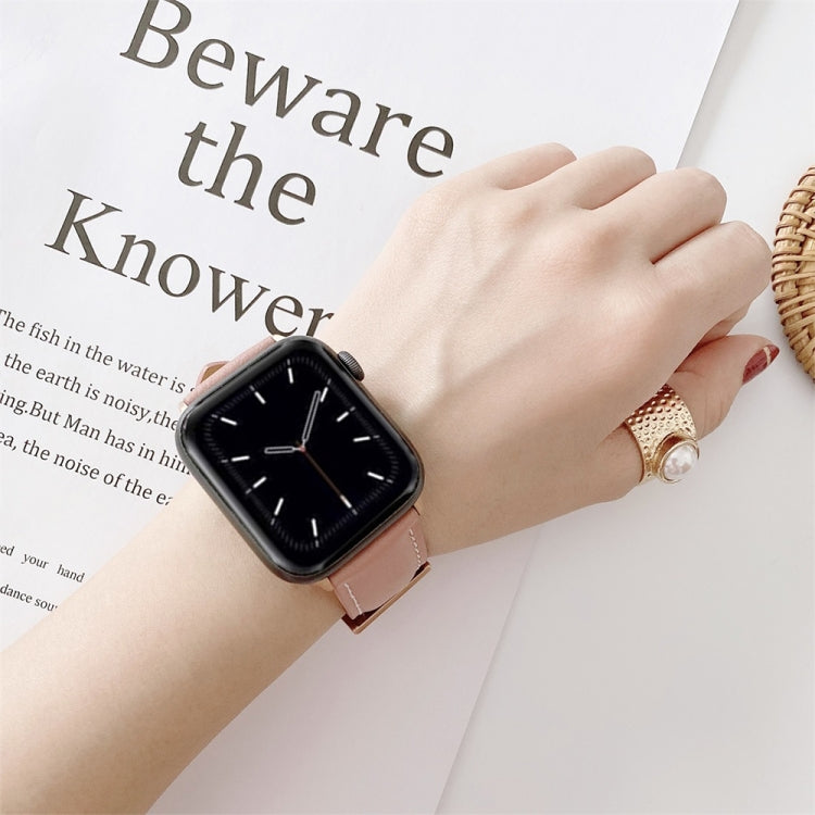 For Apple Watch 5 & 4 44mm / 3 & 2 & 1 42mm V Tail Style Stitching Leather Watch Band(Brown) by bashfashion