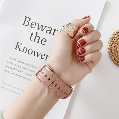 For Apple Watch 5 & 4 44mm / 3 & 2 & 1 42mm V Tail Style Stitching Leather Watch Band(Beige) by bashfashion