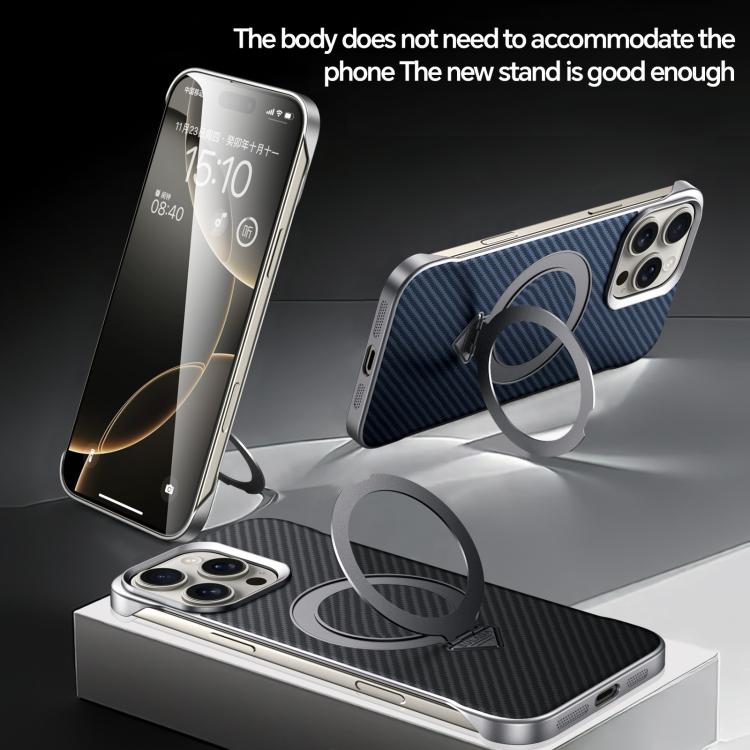 For iPhone 15 SULADA Kevlar Texture MagSafe Magnetic Holder Phone Case(Black) by SULADA