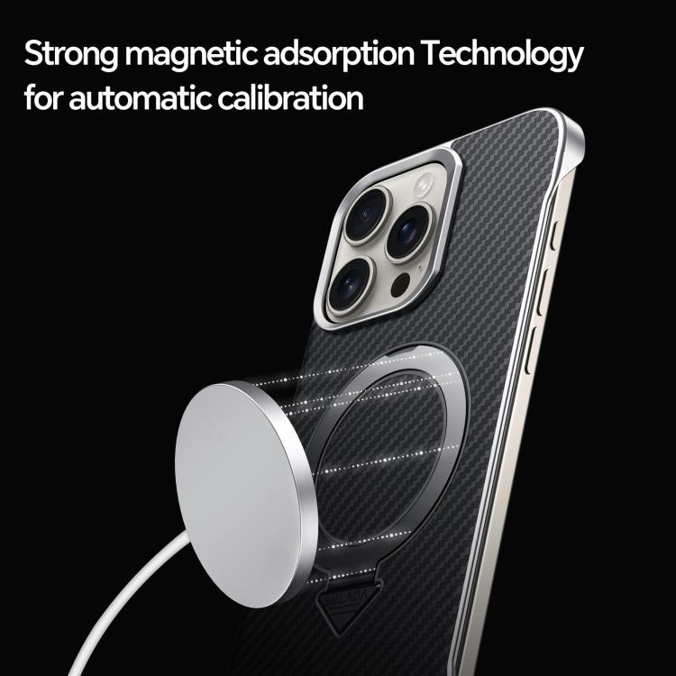 For iPhone 15 Pro Max SULADA Kevlar Texture MagSafe Magnetic Holder Phone Case(Brown) by SULADA