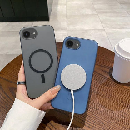 For iPhone 16e Ice Fog MagSafe PC Phone Case(Transparent Black) by bashfashion