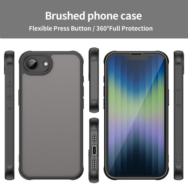 For iPhone 16e Fan Dun Series TPU Hybrid PC Frosted Phone Case(Black) by bashfashion