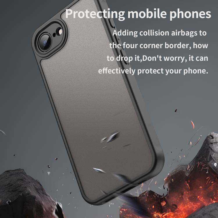 For iPhone 16e Fan Dun Series TPU Hybrid PC Frosted Phone Case(Black) by bashfashion