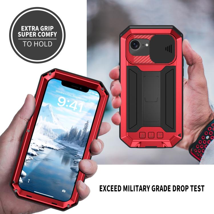 For iPhone 16e Sliding Camera IP68 Waterproof Holder Phone Case(Red) by bashfashion