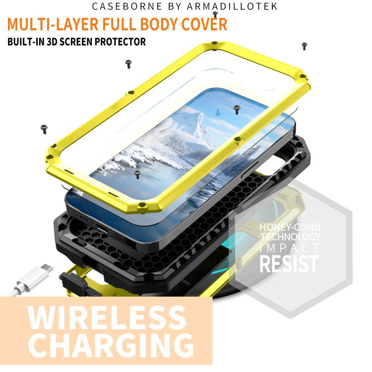 For iPhone 16e Sliding Camera IP68 Waterproof Holder Phone Case(Yellow) by bashfashion