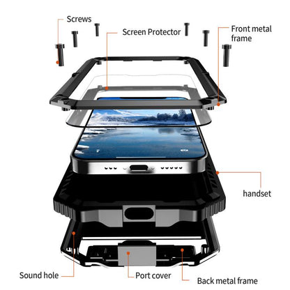 For iPhone 16e IP68 Waterproof Dustproof Shockproof Holder Phone Case(Black) by bashfashion