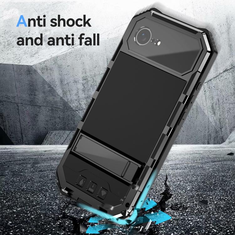 For iPhone 16e IP68 Waterproof Dustproof Shockproof Holder Phone Case(Black) by bashfashion