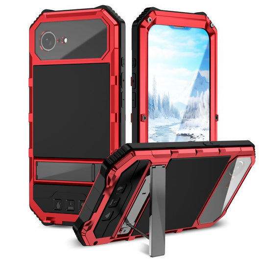 For iPhone 16e IP68 Waterproof Dustproof Shockproof Holder Phone Case(Red) by bashfashion