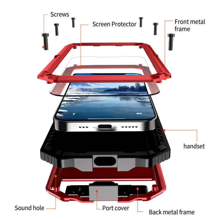 For iPhone 16e IP68 Waterproof Dustproof Shockproof Holder Phone Case(Red) by bashfashion