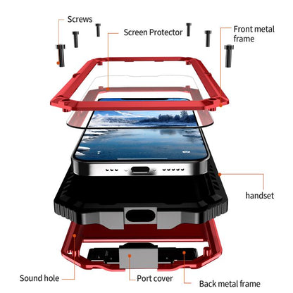 For iPhone 16e IP68 Waterproof Dustproof Shockproof Holder Phone Case(Red) by bashfashion