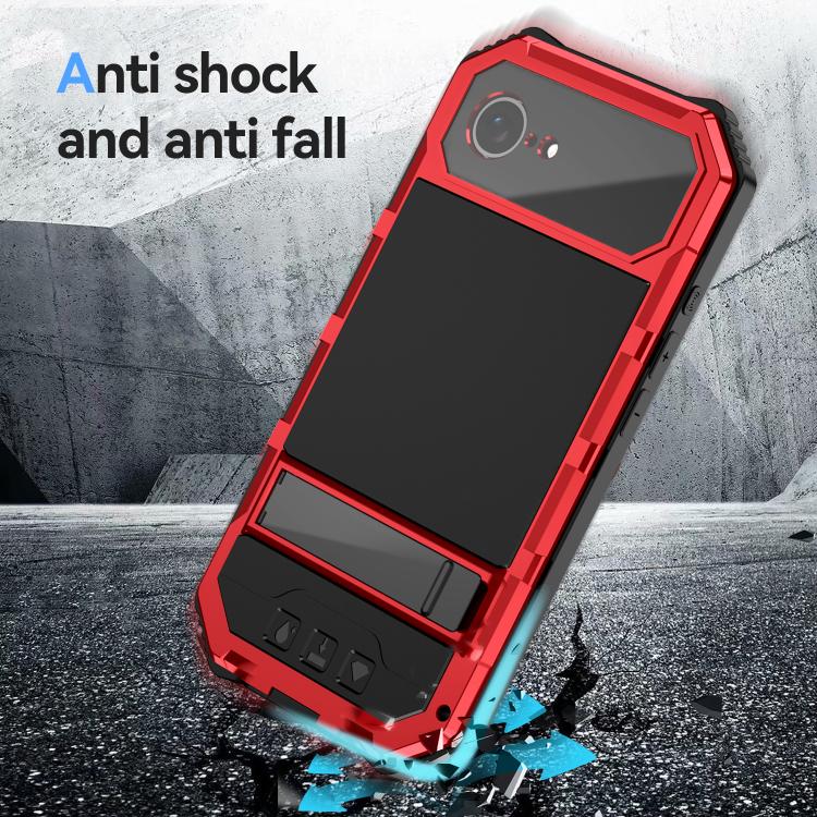 For iPhone 16e IP68 Waterproof Dustproof Shockproof Holder Phone Case(Red) by bashfashion