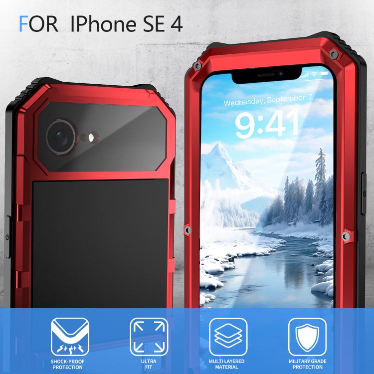 For iPhone 16e IP68 Waterproof Dustproof Shockproof Holder Phone Case(Red) by bashfashion