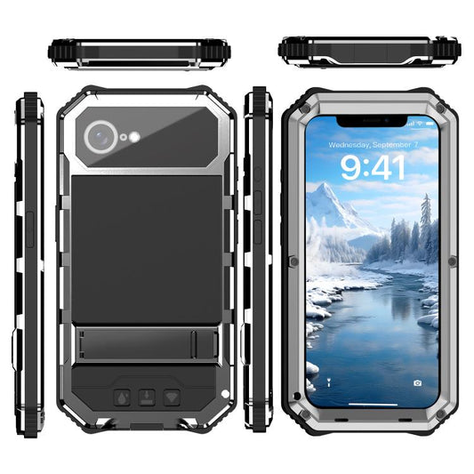 For iPhone 16e IP68 Waterproof Dustproof Shockproof Holder Phone Case(Silver) by bashfashion