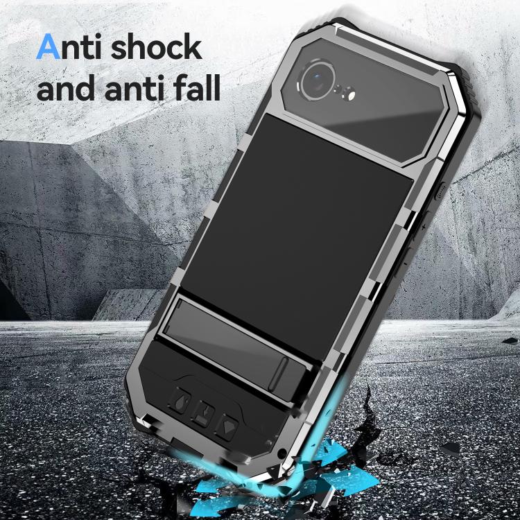 For iPhone 16e IP68 Waterproof Dustproof Shockproof Holder Phone Case(Silver) by bashfashion