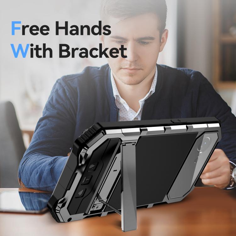 For iPhone 16e IP68 Waterproof Dustproof Shockproof Holder Phone Case(Silver) by bashfashion