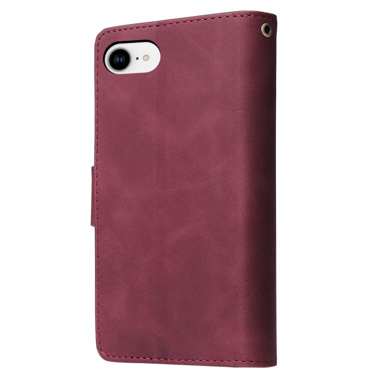 For iPhone 16e Multifunctional Multi-Card Wallet Phone Leather Case(Wine Red) by bashfashion