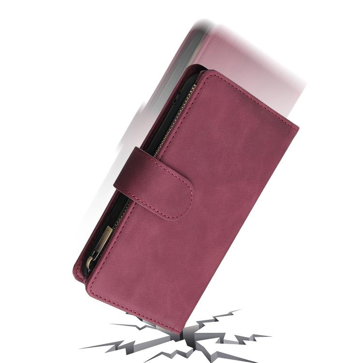 For iPhone 16e Multifunctional Multi-Card Wallet Phone Leather Case(Wine Red) by bashfashion