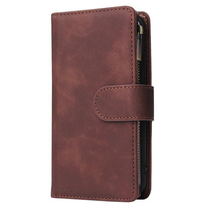 For iPhone 16e Multifunctional Multi-Card Wallet Phone Leather Case(Coffee) by bashfashion