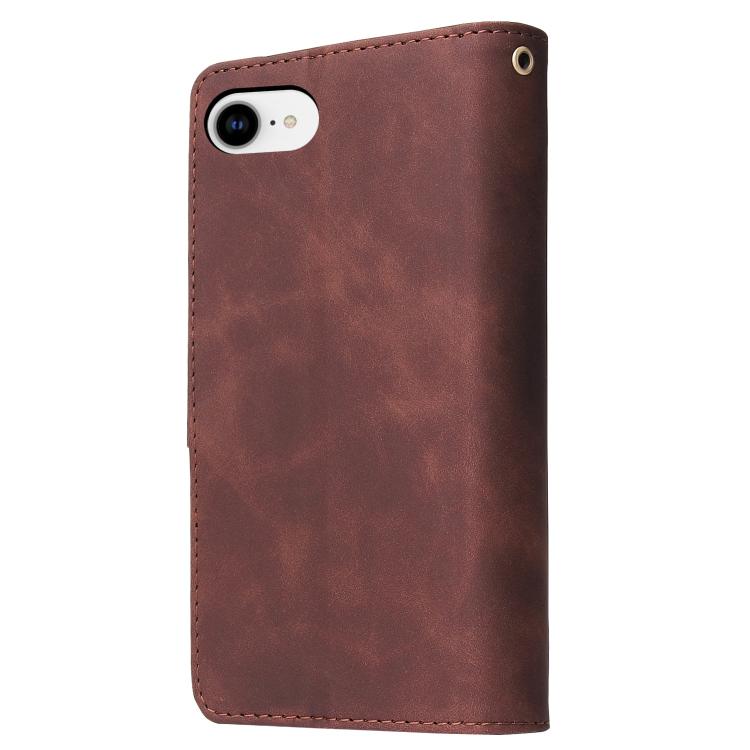 For iPhone 16e Multifunctional Multi-Card Wallet Phone Leather Case(Coffee) by bashfashion