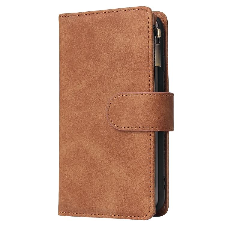 For iPhone 16e Multifunctional Multi-Card Wallet Phone Leather Case(Brown) by bashfashion