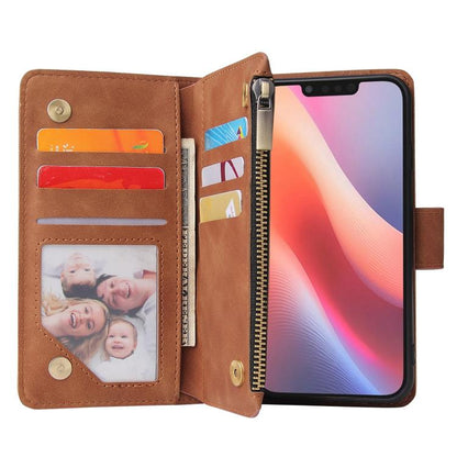 For iPhone 16e Multifunctional Multi-Card Wallet Phone Leather Case(Brown) by bashfashion